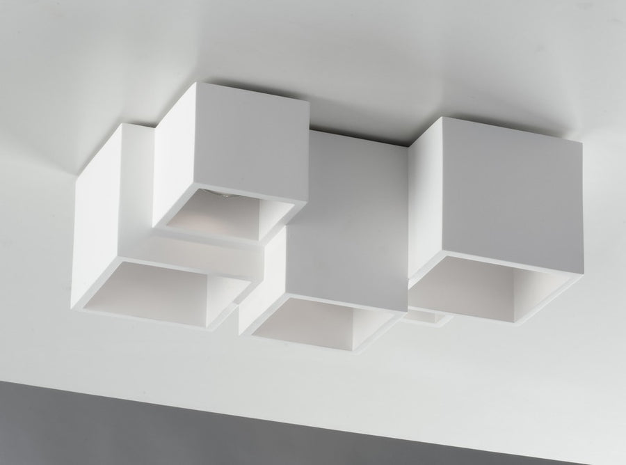 Plafonnier Foster blanc, plâtre, L 37 cm