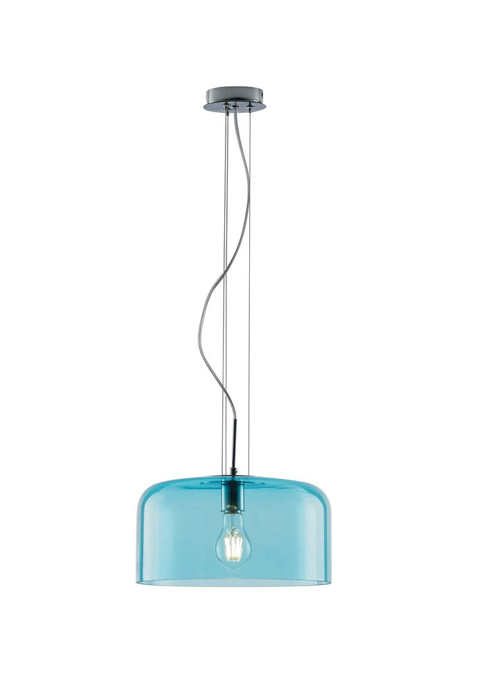 Suspension Gibus bleu et chromée