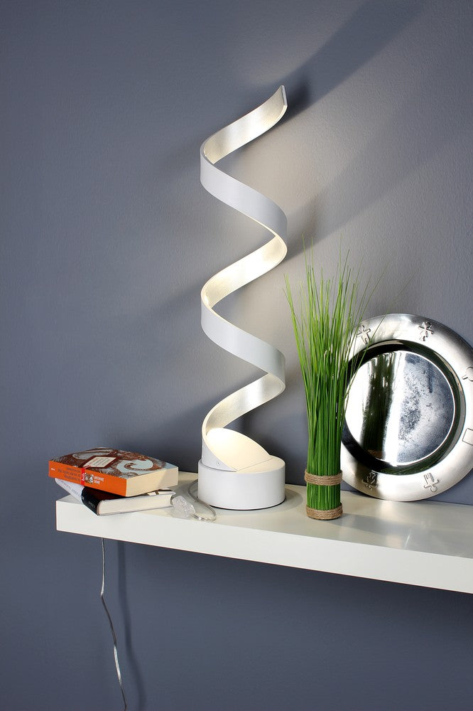 Lampe à poser Helix blanche et argentée
