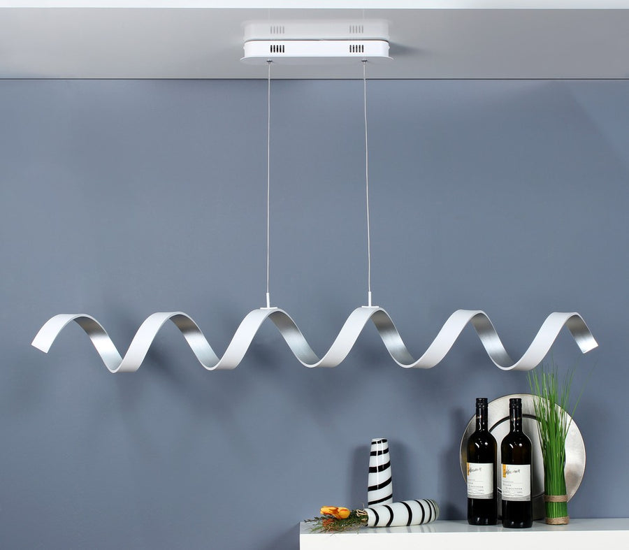 Suspension Helix blanche et argentée, L 125 cm