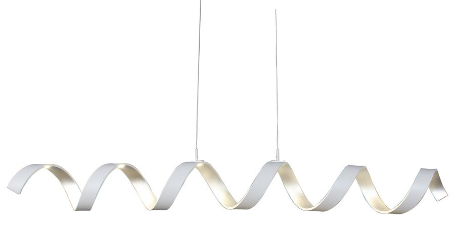Suspension Helix blanche et argentée, L 125 cm