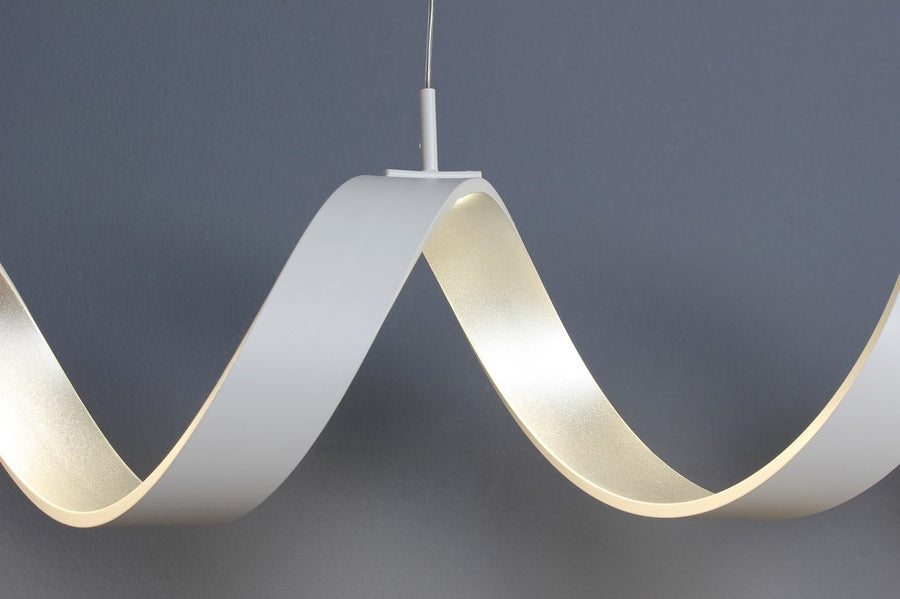 Suspension Helix blanche et argentée, L 125 cm