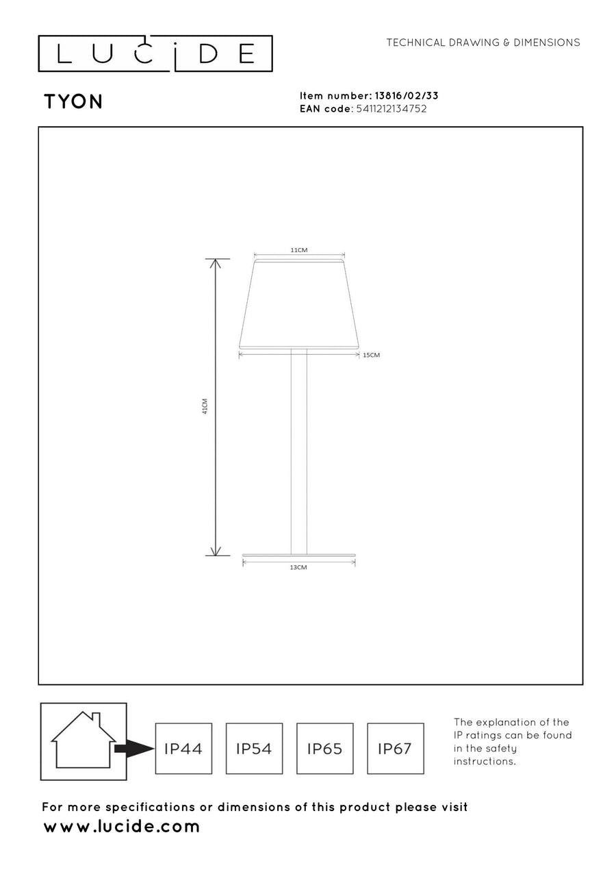 Lampe extérieure Tyon dorée mat et opale (13816/02/33)