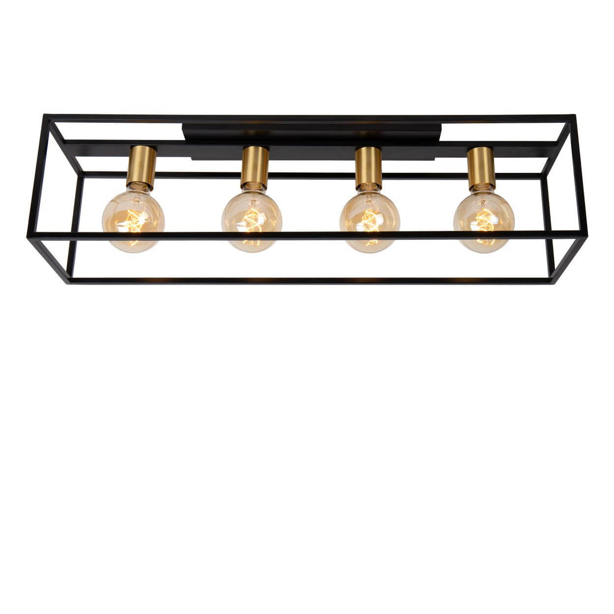 Plafonnier Ruben 4 lumières noir et doré mat, L 80 cm