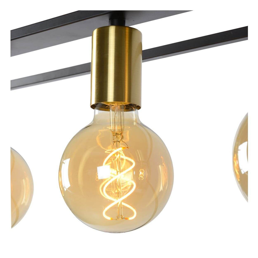 Suspension Ruben 4 lumières noire et dorée mat