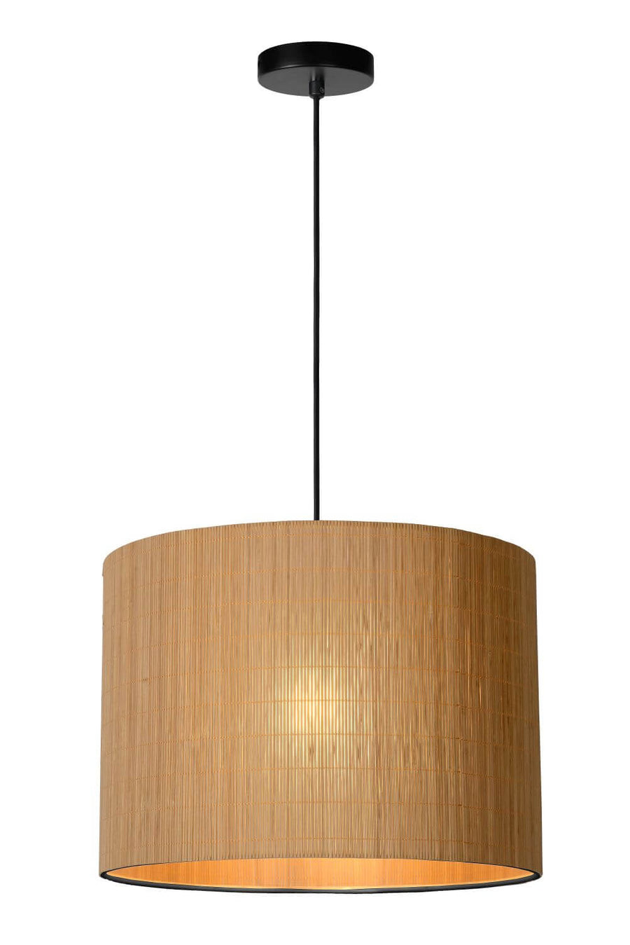 Suspension Magius bois clair et noire, rotin