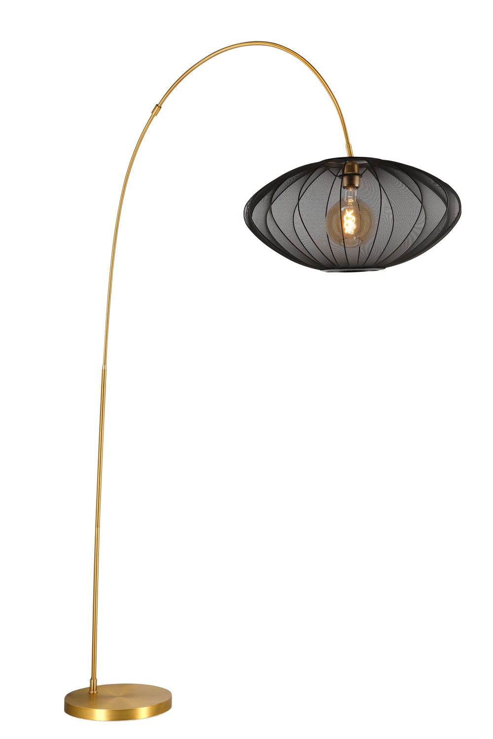 Lampadaire Corina noir et doré mat, tissu