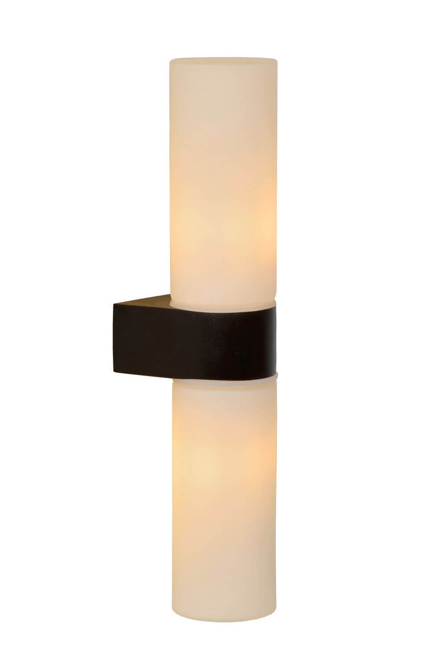 Applique murale Jesse 2 lumières noire et opale, verre