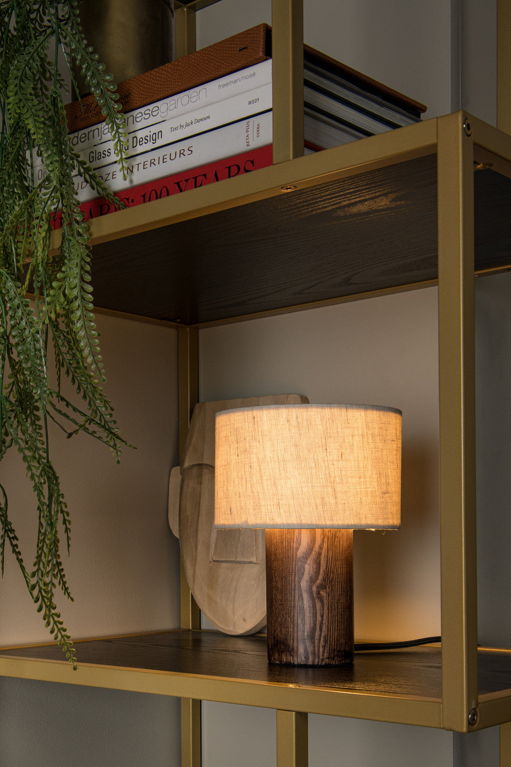 Lampe à poser Tachina marron, lin, H 20,5 cm