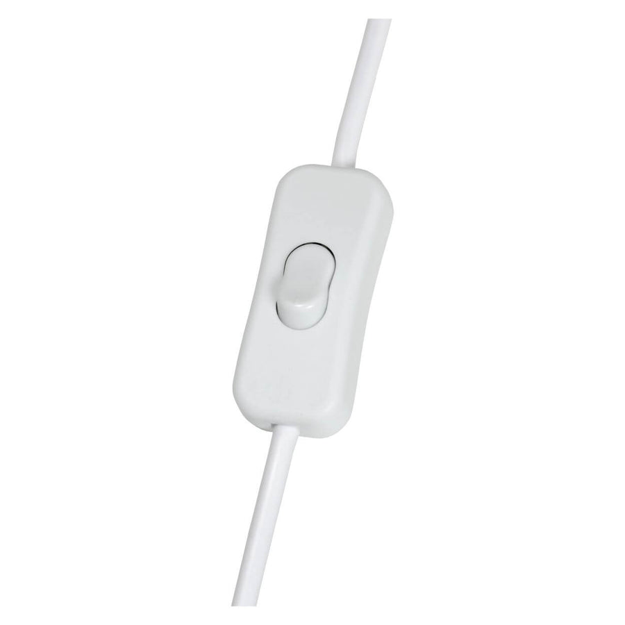 Détail de l'interrupteur blanc sur le câble d'alimentation de l'applique.