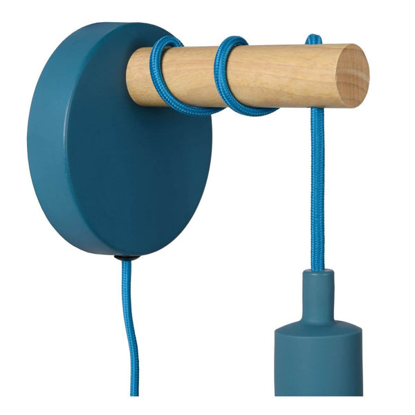 Applique murale Pola bleu et bois clair