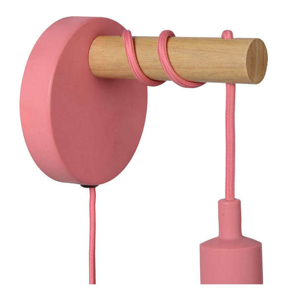 Applique murale Pola rose et bois clair