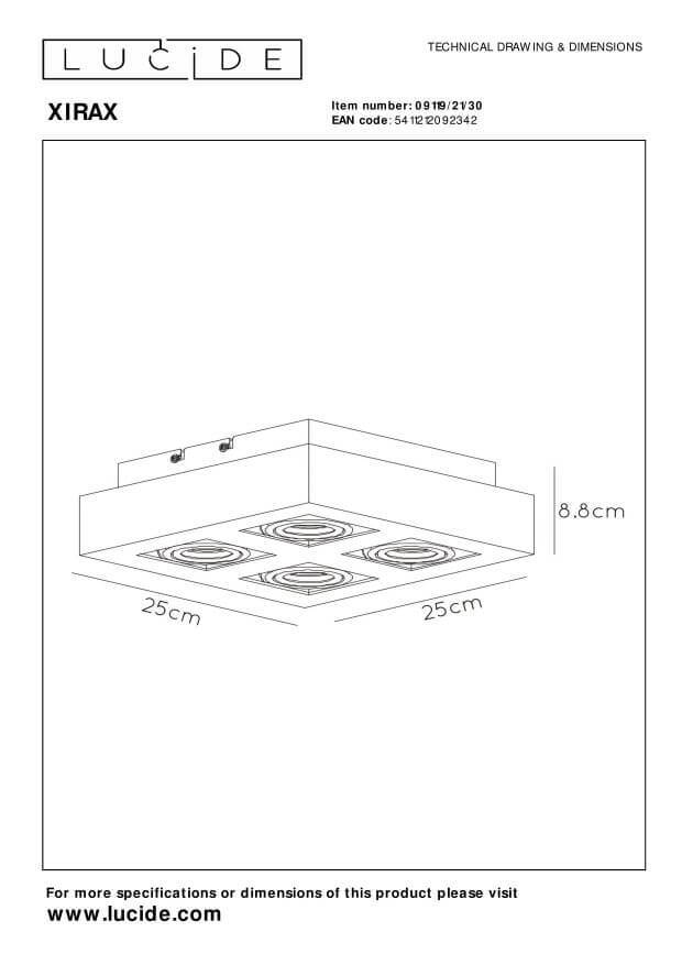 Plafonnier Xirax 4 lumières noir