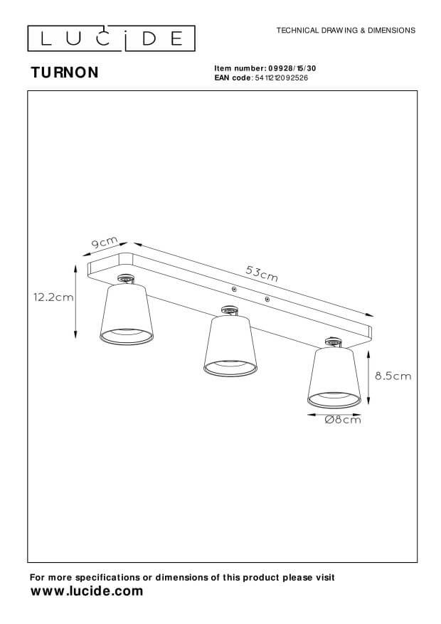 Plafonnier Turnon 3 lumières noir et doré mat