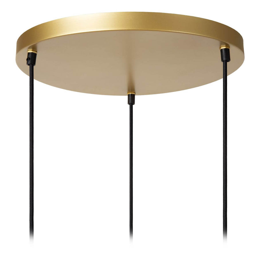 Suspension Tasman 3 lumières bois clair et dorée mat, papier