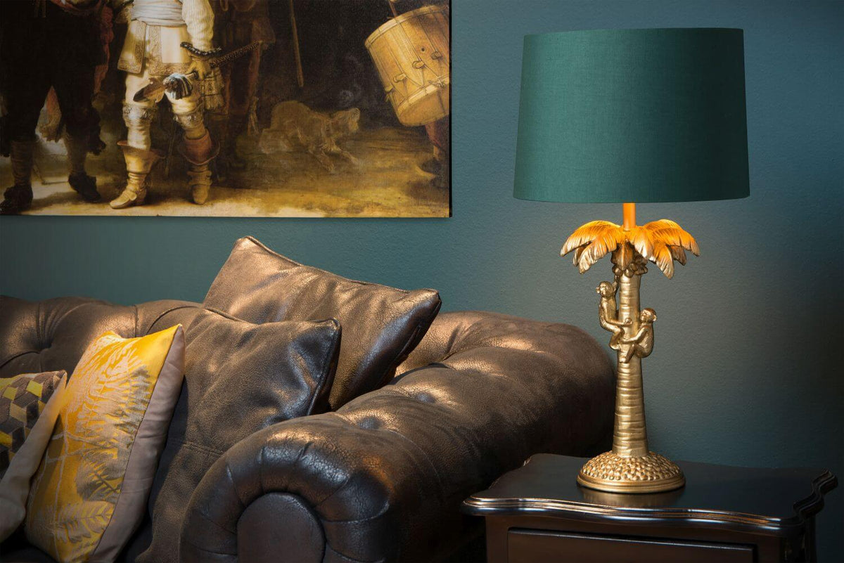 Lampe à poser Extravaganza Coconut dorée mat et verte, coton