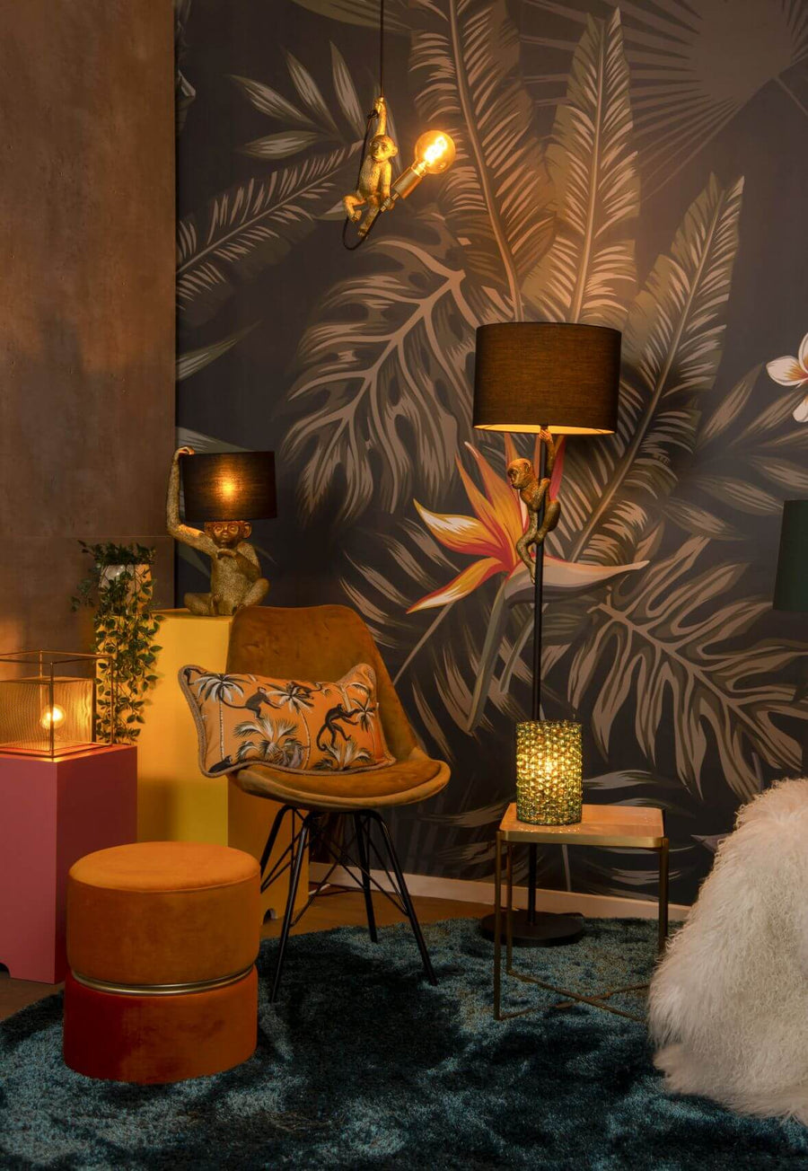 Lampadaire Extravaganza Chimp noir et doré, coton