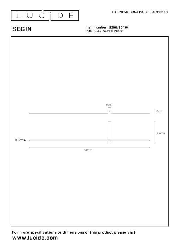 Applique murale Segin noire, L 90 cm