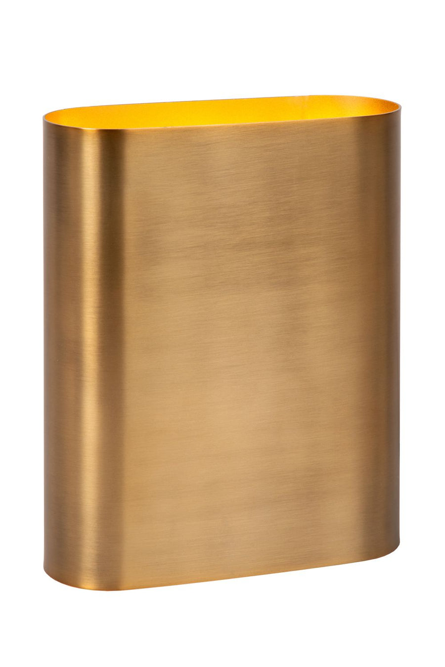 Luminaire seul de face, métal brossé et bord supérieur orangé
