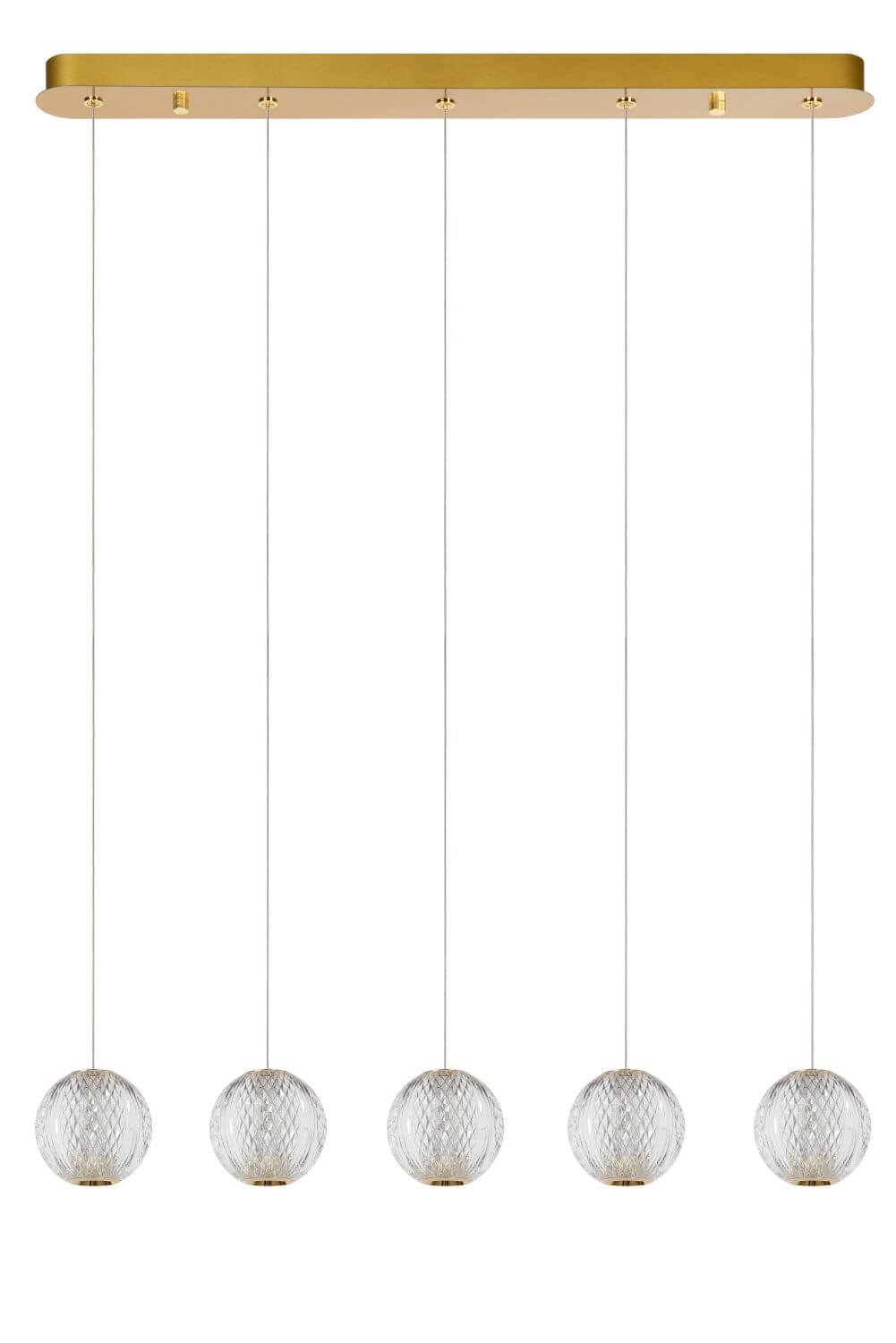 Suspension Cintra transparente et dorée mat, L 84 cm