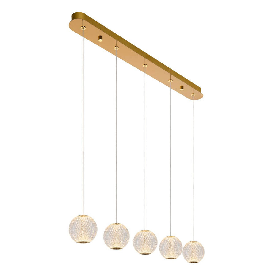 Suspension Cintra transparente et dorée mat, L 84 cm