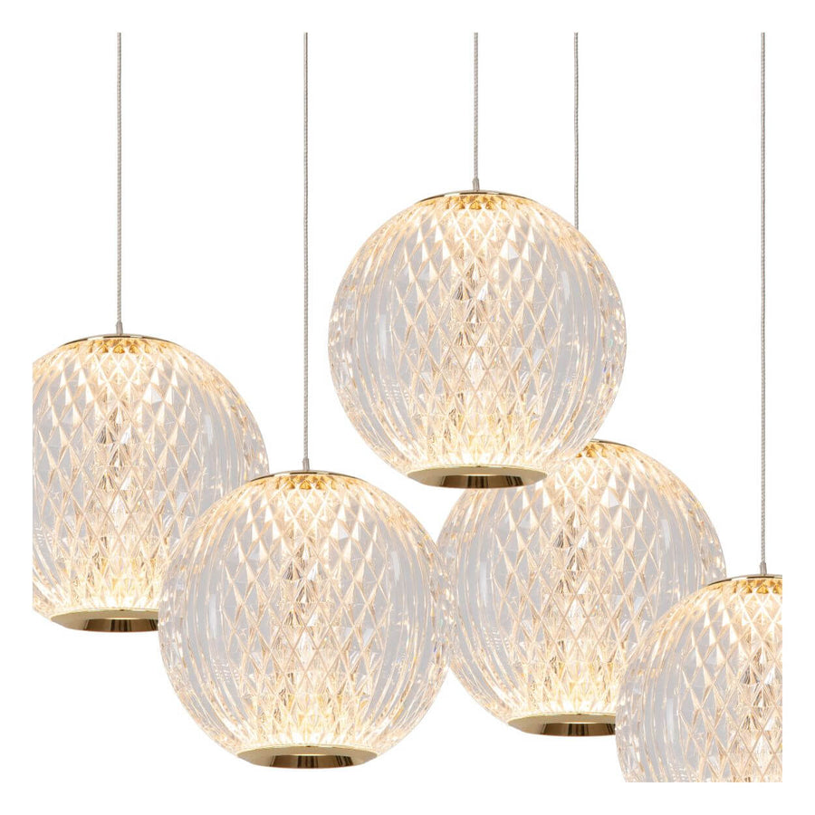 Suspension Cintra transparente et dorée mat, H 50 cm (13499/22/60)