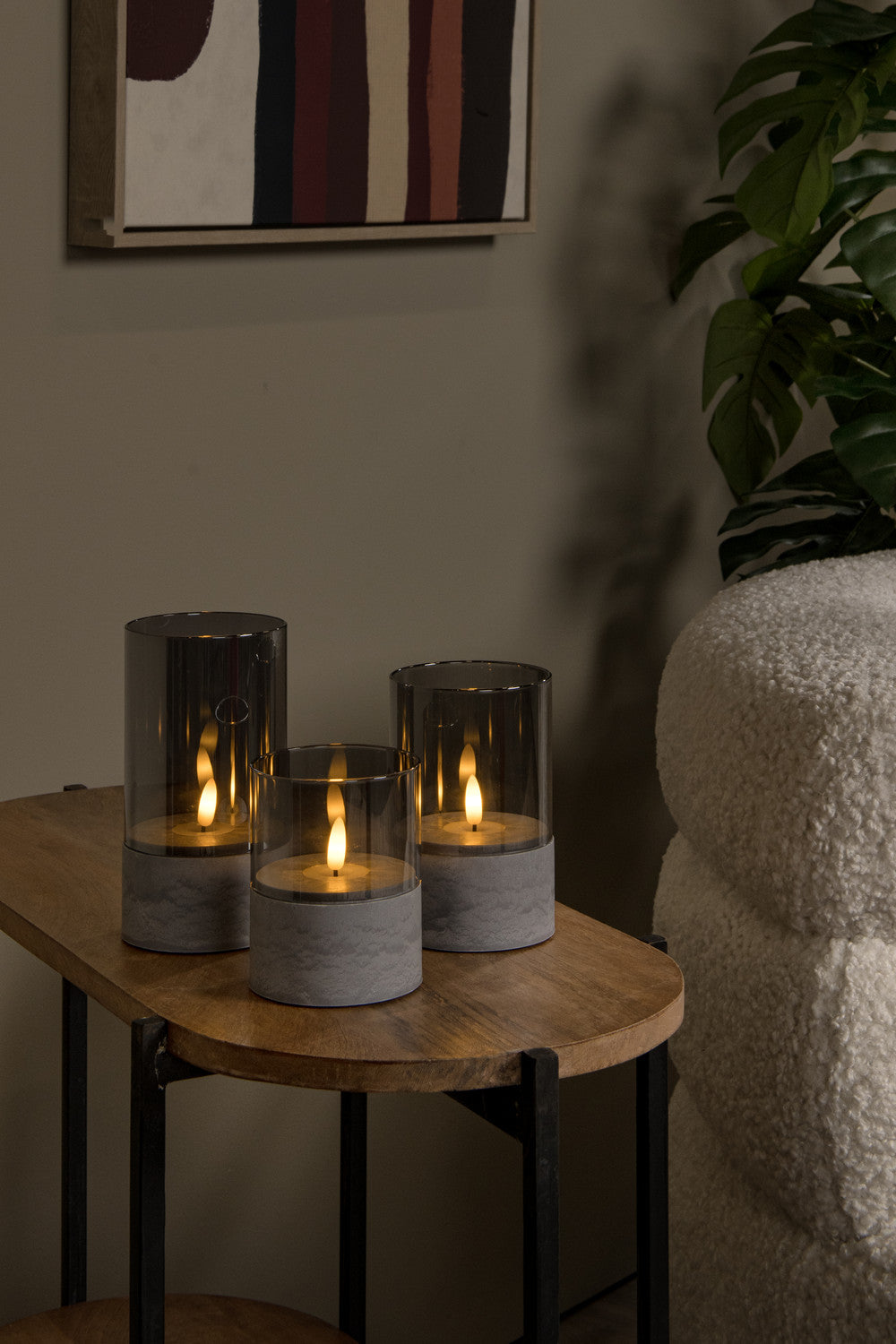 Lampe à poser Velas fumée, verre