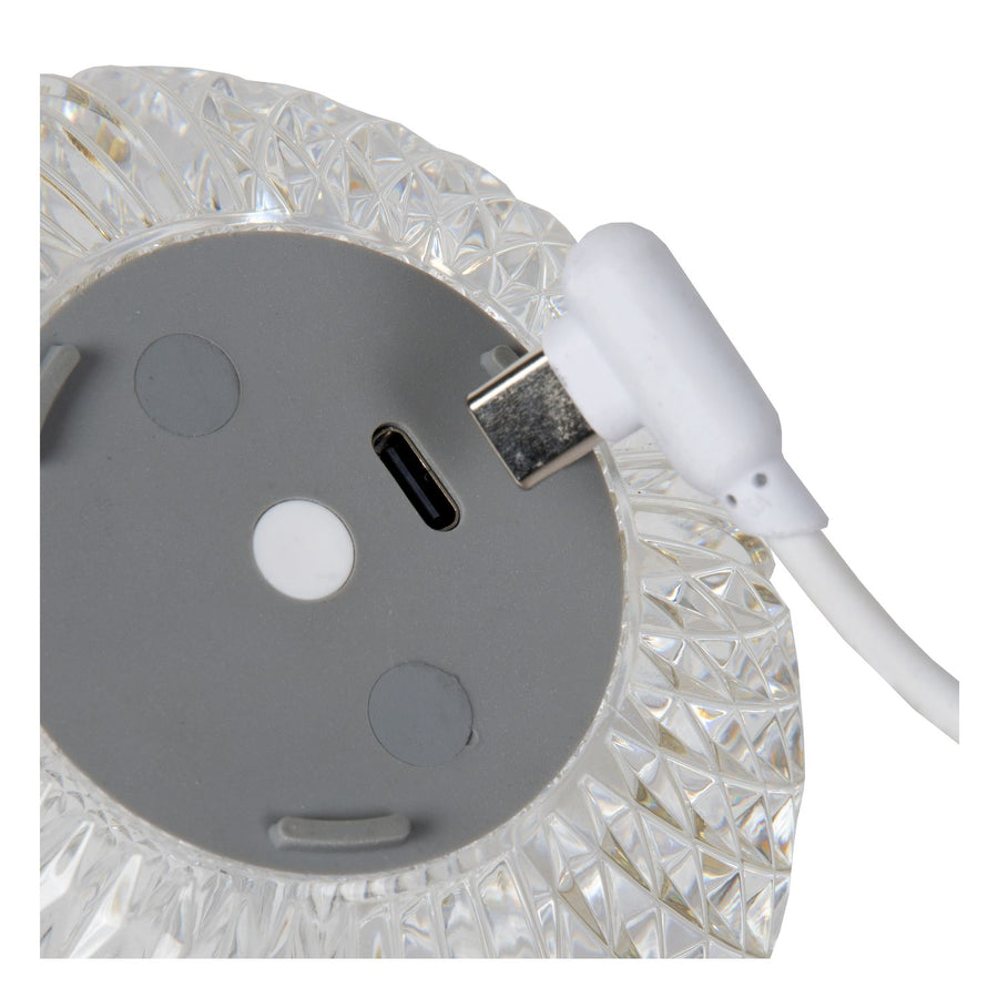 Lampe à poser Cintra transparente et dorée mat, Ø 9 cm