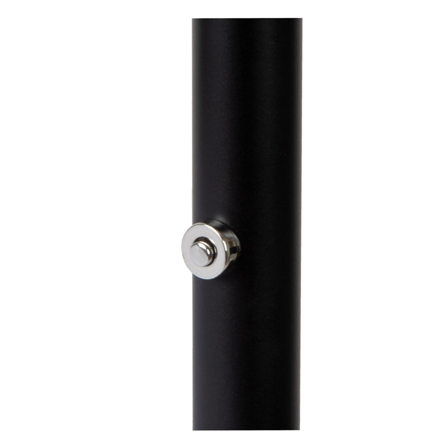 Détail du bouton variateur chromé fixé sur le fût noir mat