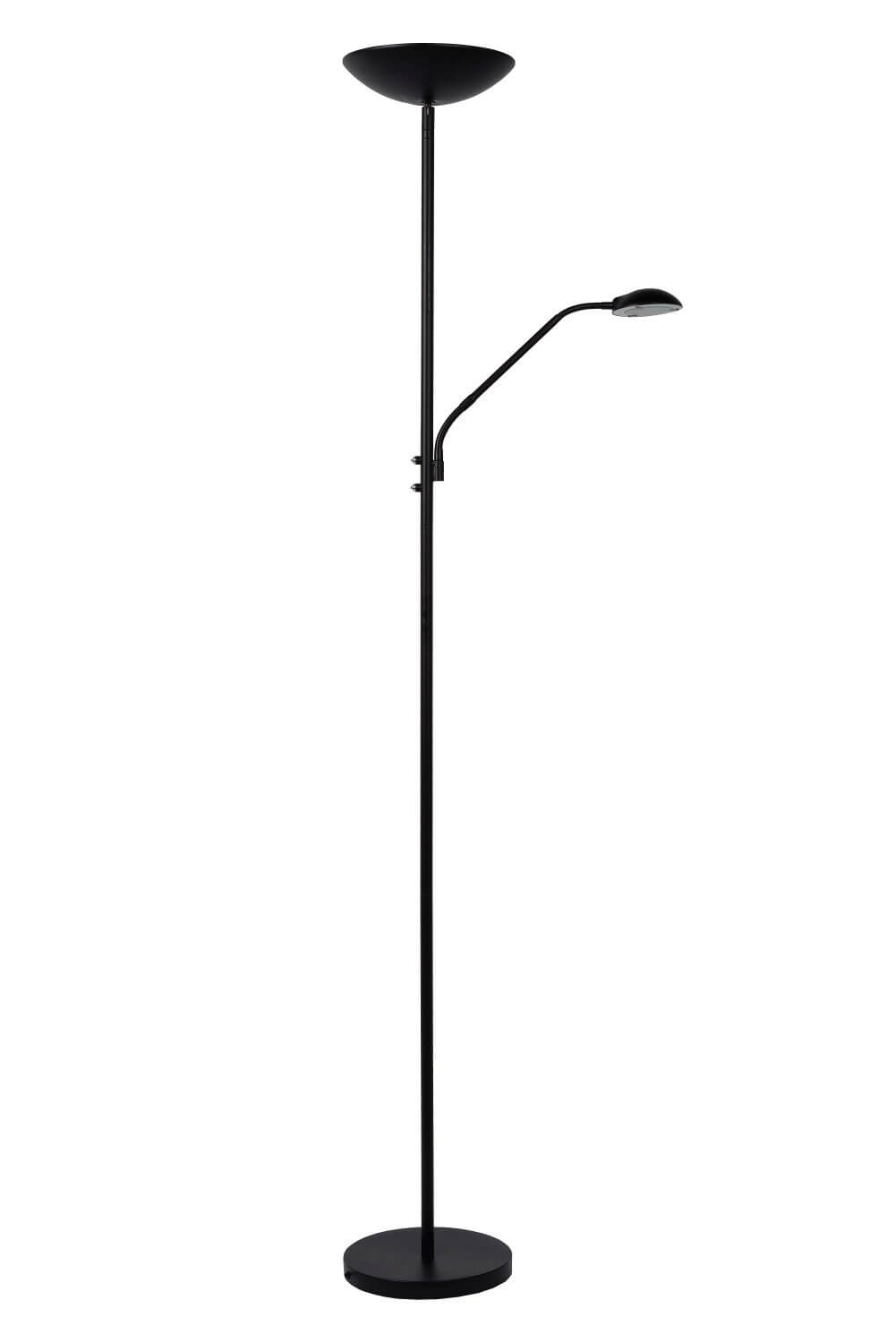 Vue de trois quarts du lampadaire noir présenté seul sur fond neutre