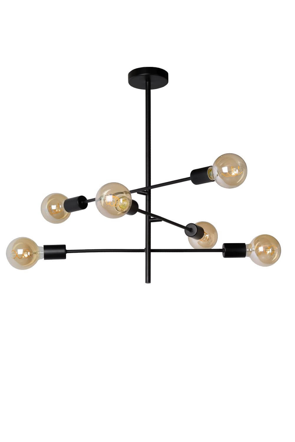 Plafonnier Lester 6 lumières noir et nickel