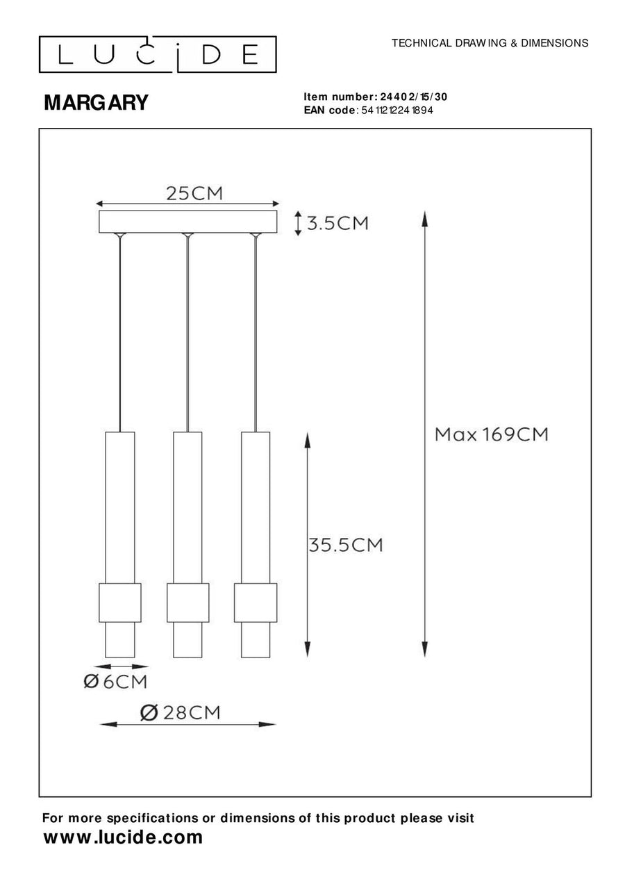 Suspension Margary noire, H 50 cm