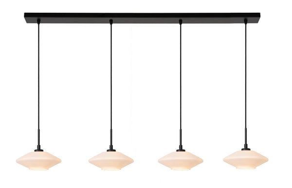 Suspension Trevor 4 lumières opale, verre