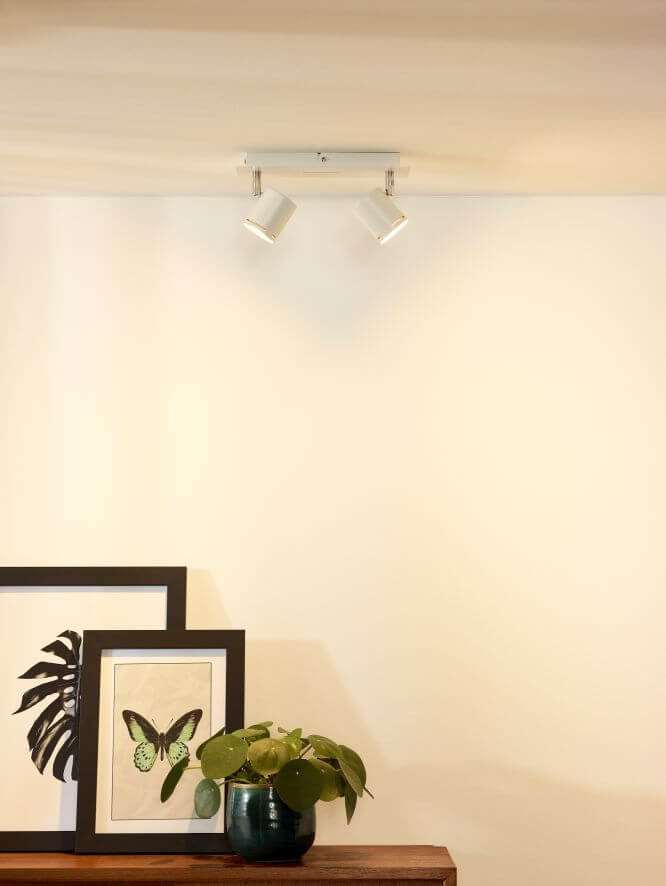 Plafonnier Rilou 2 lumières blanc et chromé