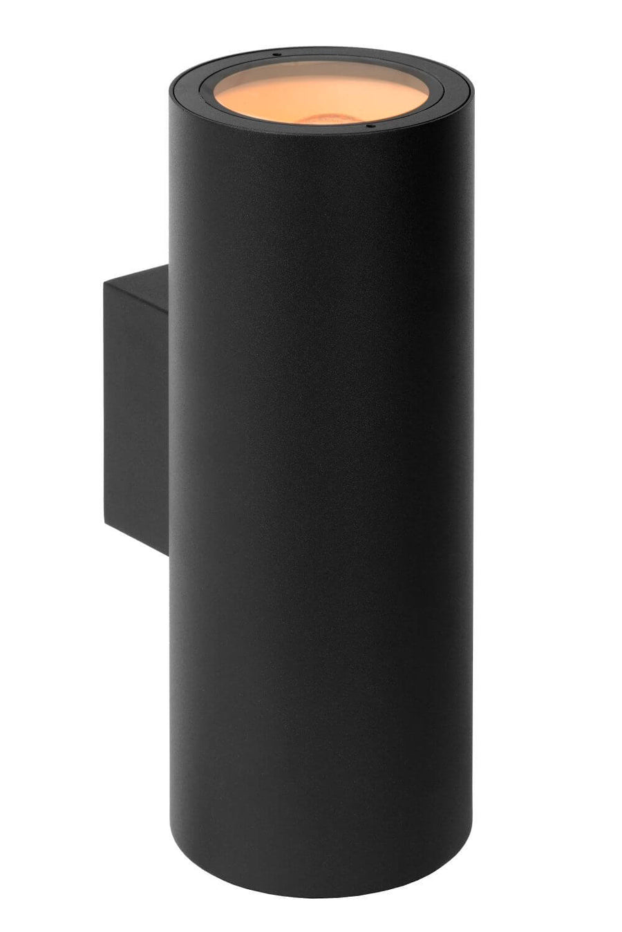 Détail du haut du cylindre noir allumé, douille et diffuseur visibles
