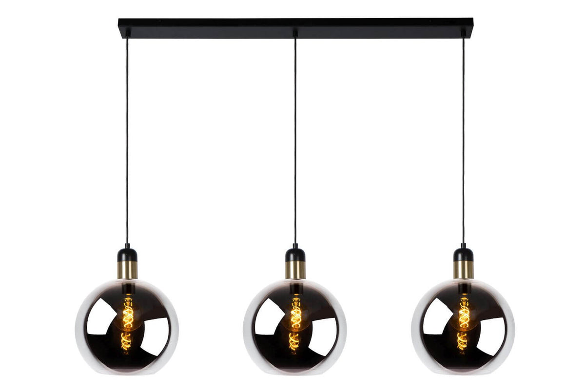 Suspension Julius 3 lumières fumée et grise, verre