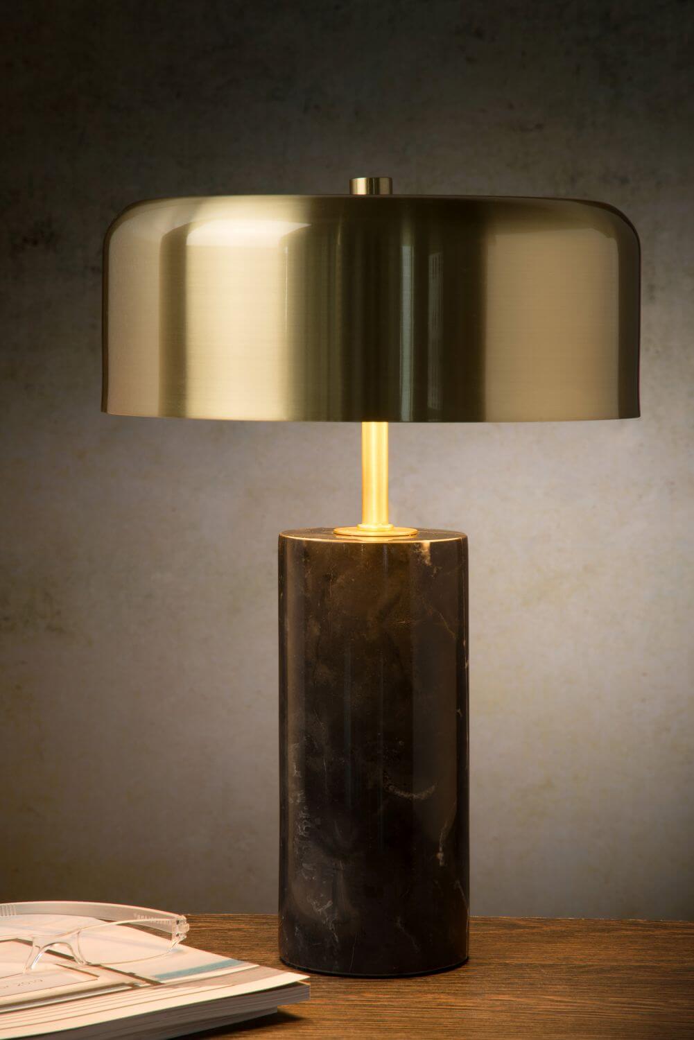 Lampe à poser Mirasol 3 lumières noire et dorée mat, marbre