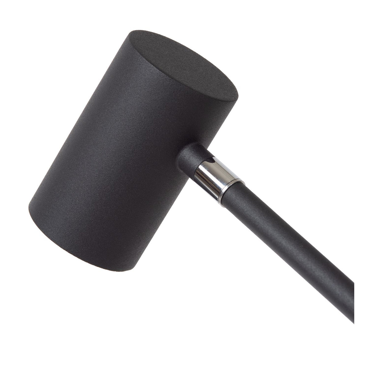 Détail de la tête cylindrique noire et de son raccord chromé sur la tige.
