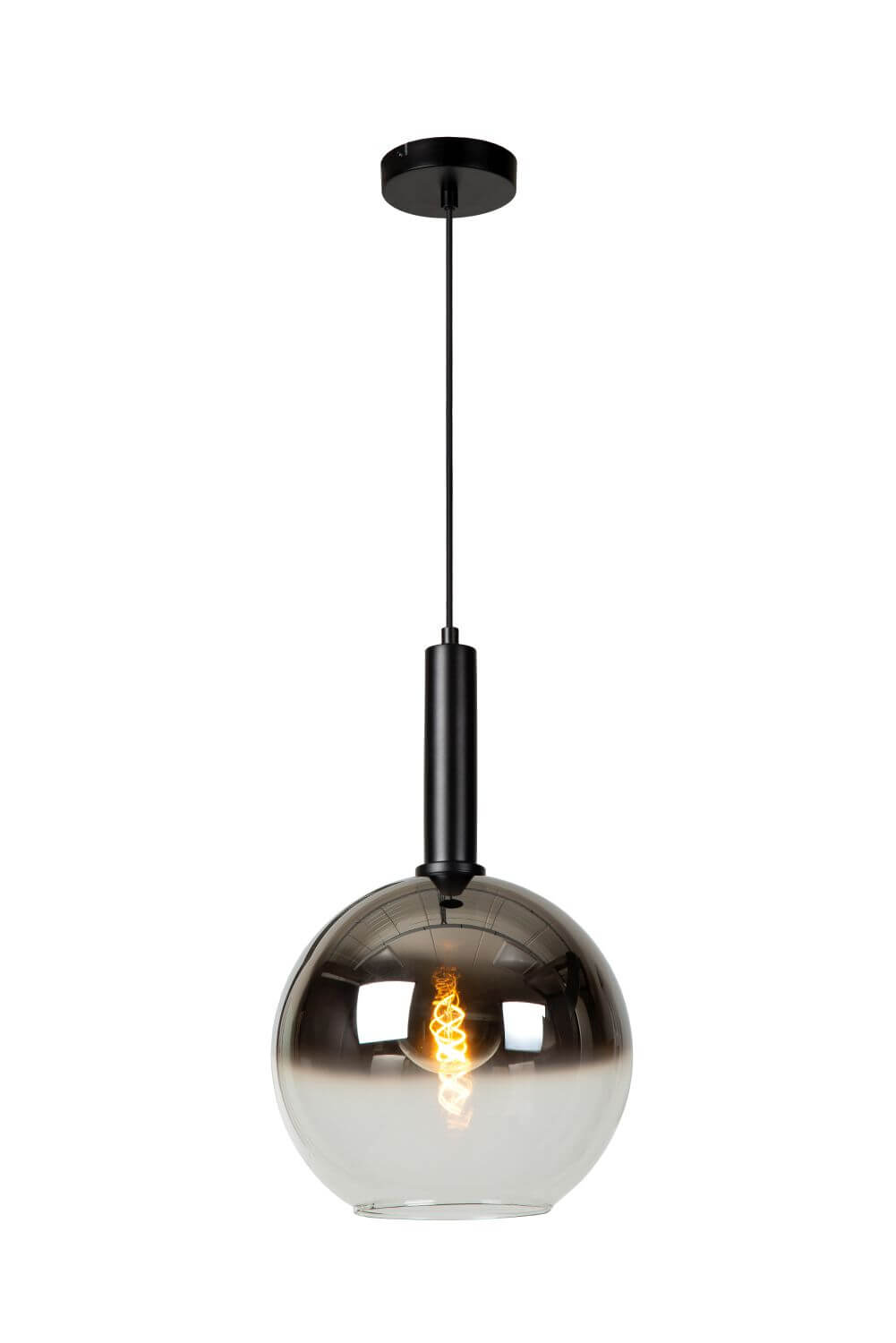 Suspension Marius noire et fumée, verre