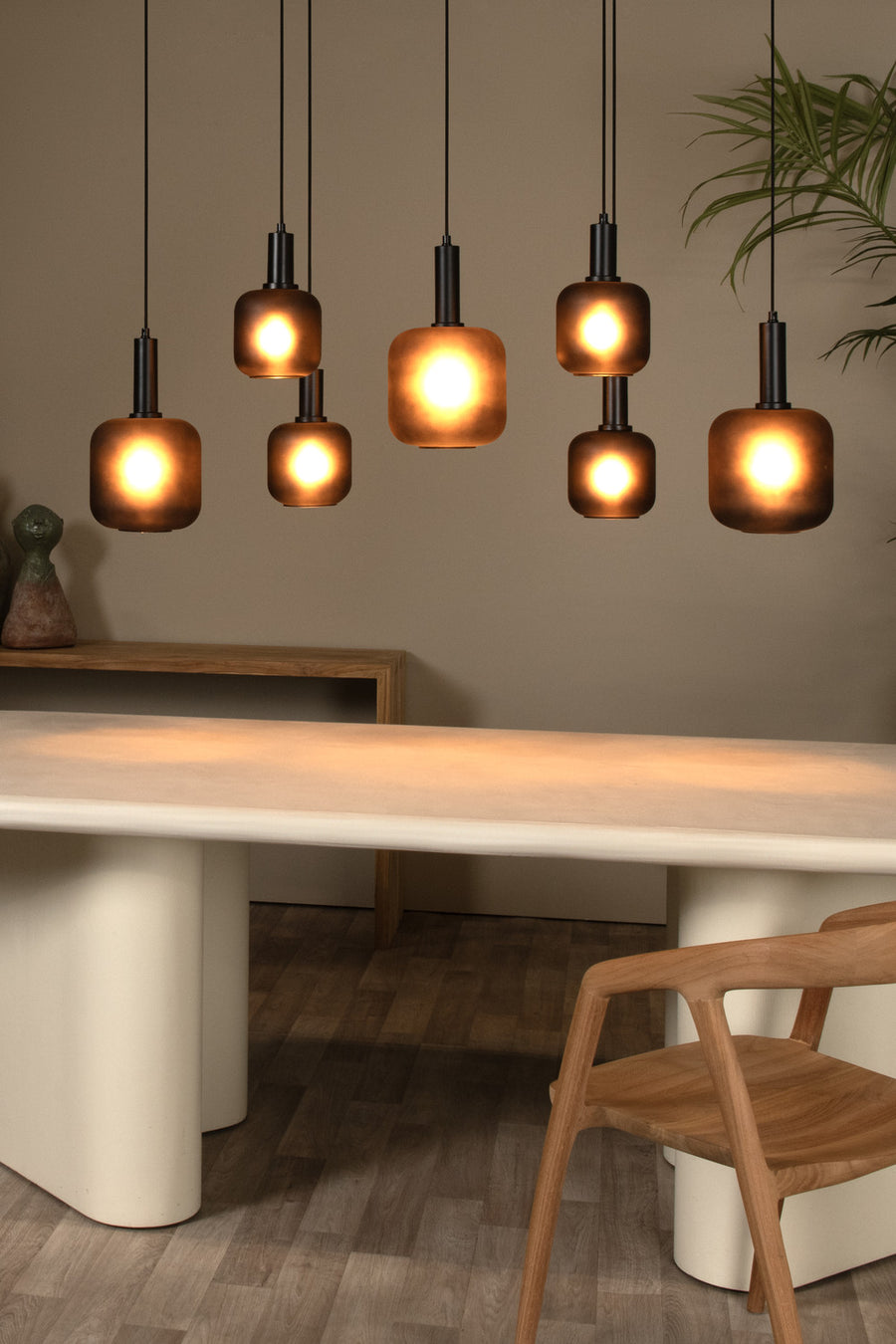 Suspension Eloise 7 lumières noire, verre