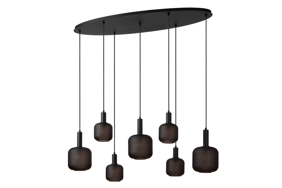 Suspension Eloise 7 lumières noire, verre