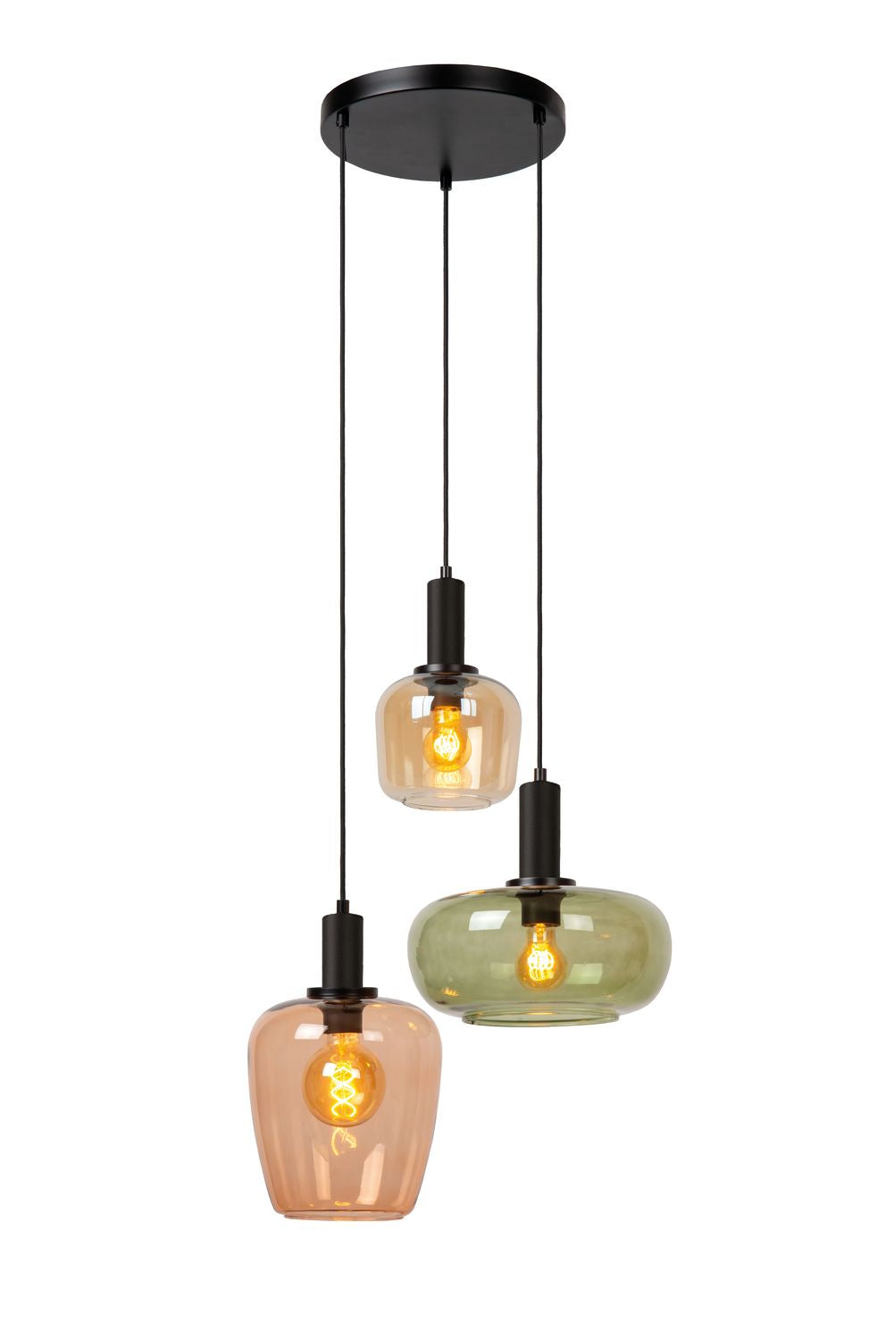 Suspension Ilona 3 lumières noire, verre