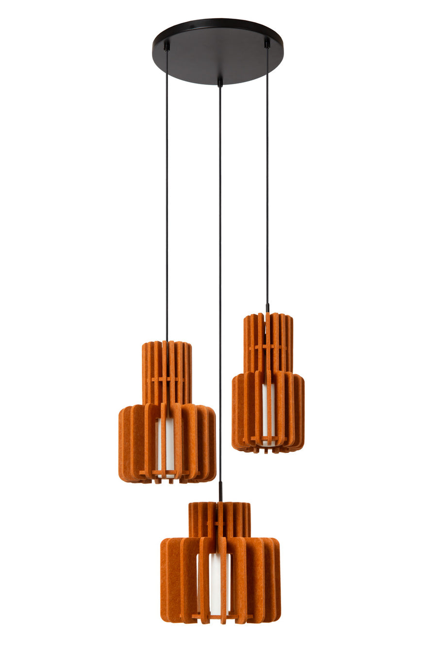 Suspension Rollo 3 lumières rouge, verre