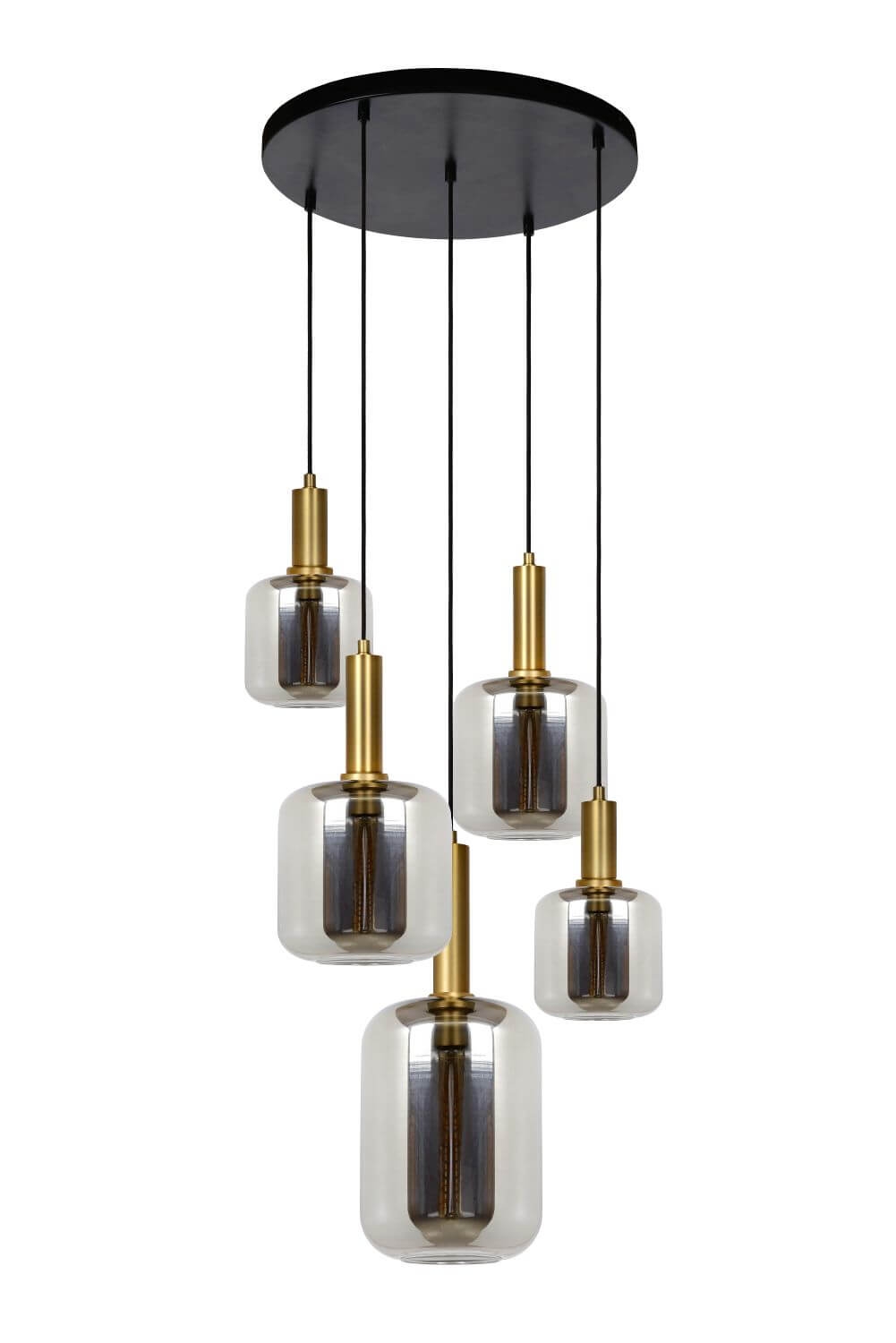 Suspension Joanet 5 lumières fumée et grise, verre
