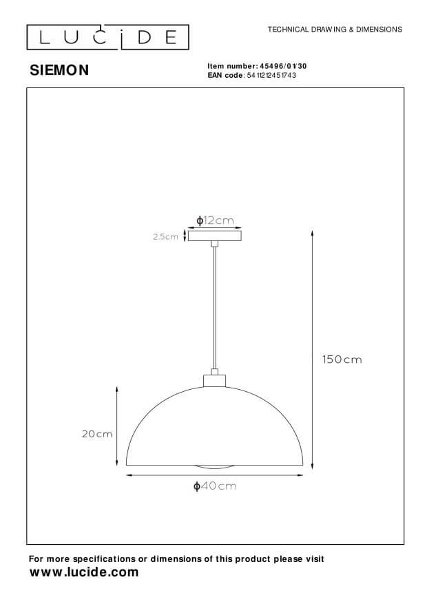 Suspension Siemon noire et dorée mat