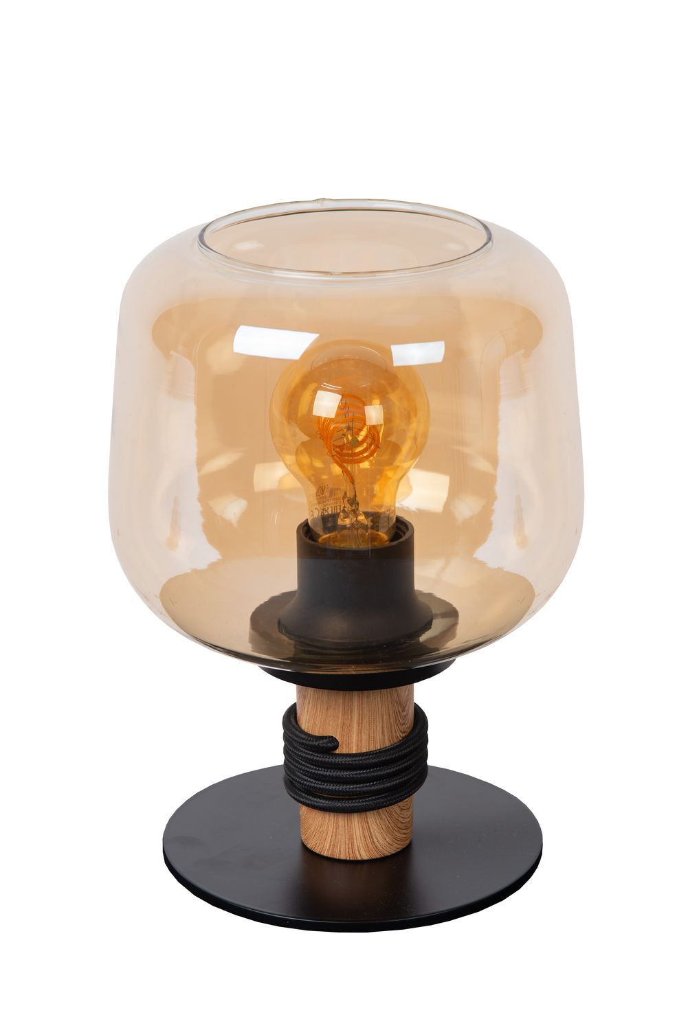 Lampe à poser Ilona ambrée et noire, verre