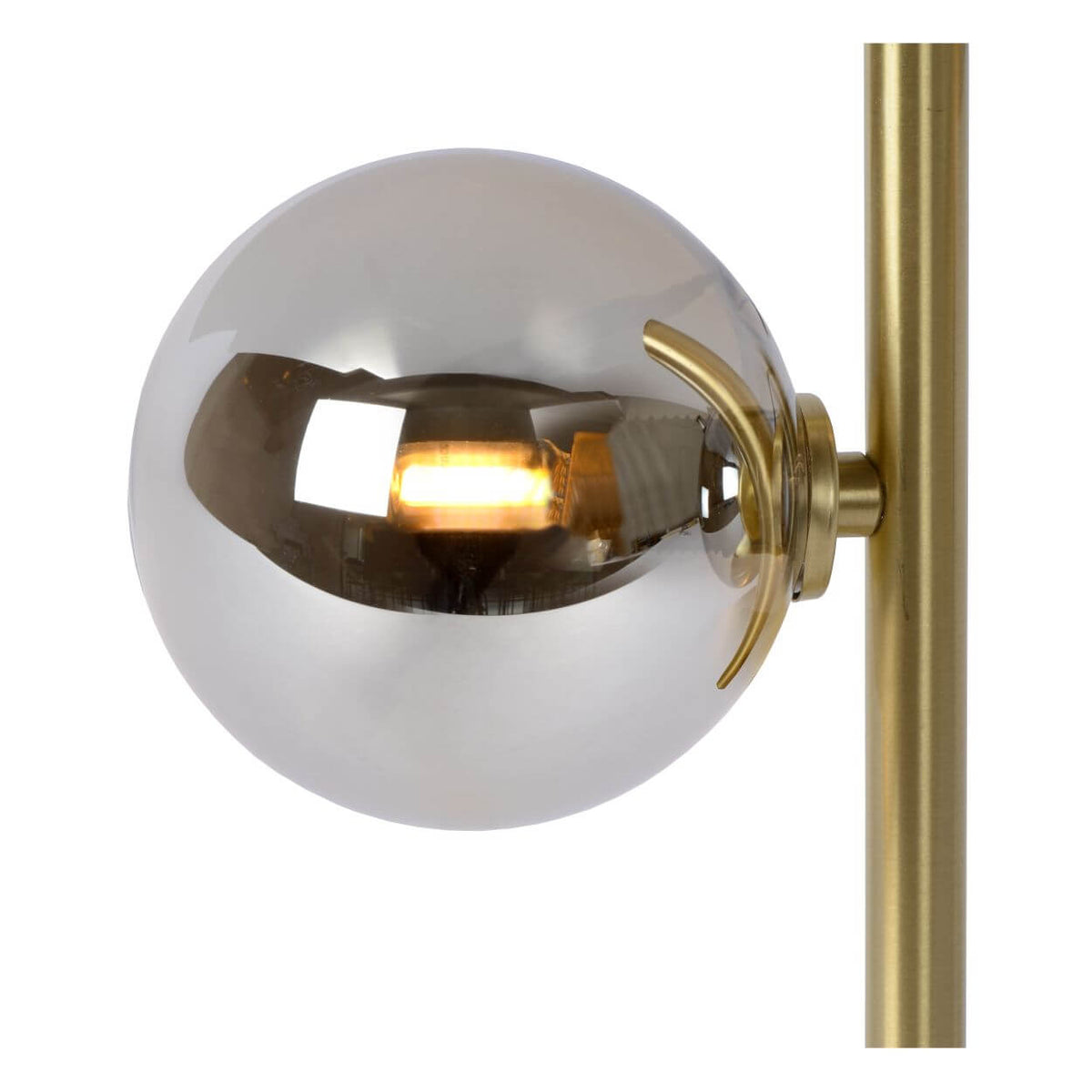 Lampe à poser Tycho 2 lumières dorée mat et fumée, verre