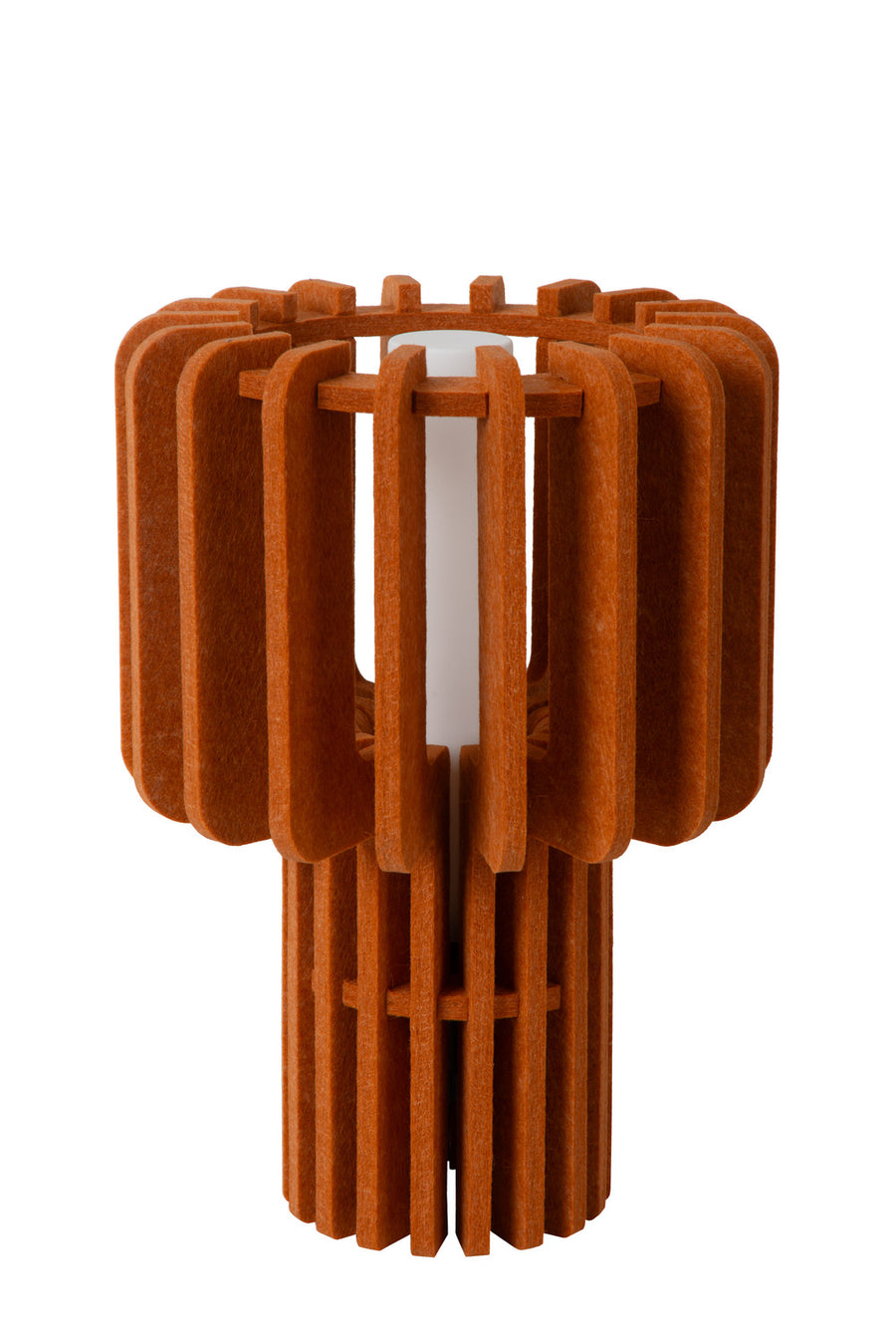 Détail du produit sur fond blanc, tube diffusant blanc visible entre les lamelles de bois