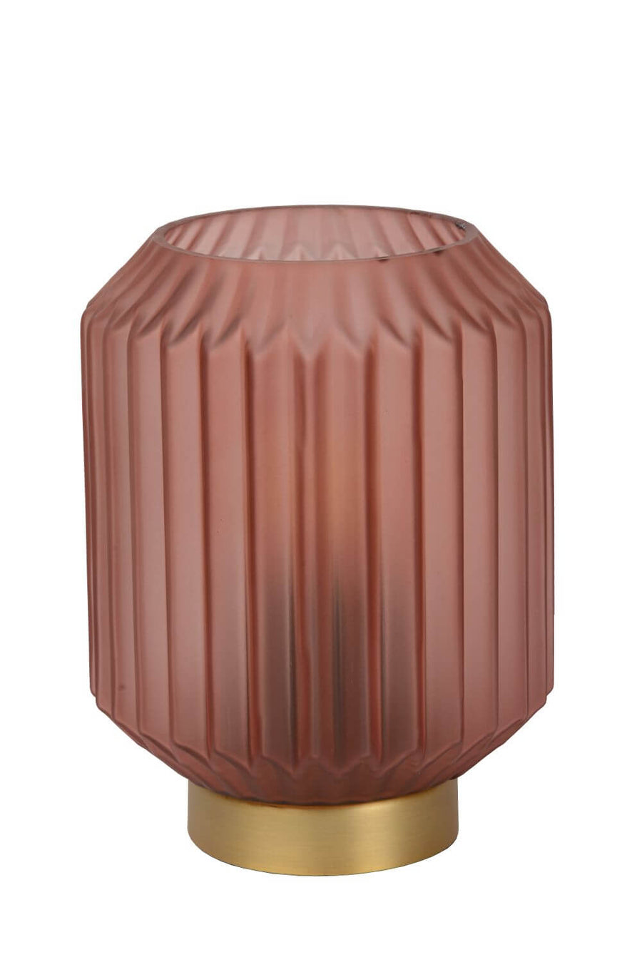 Lampe à poser Sueno rose et dorée mat, verre