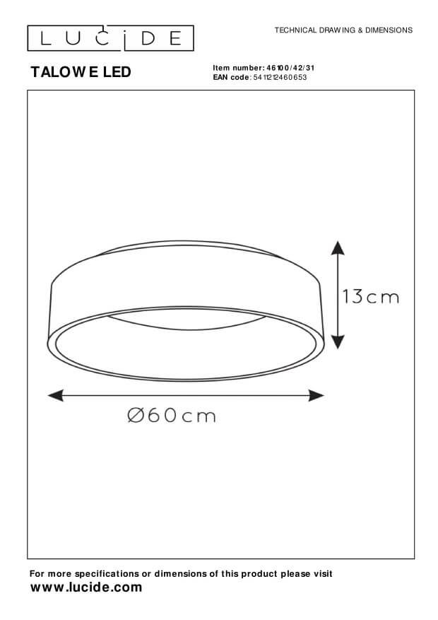 Plafonnier Talowe blanc, Ø 60 cm